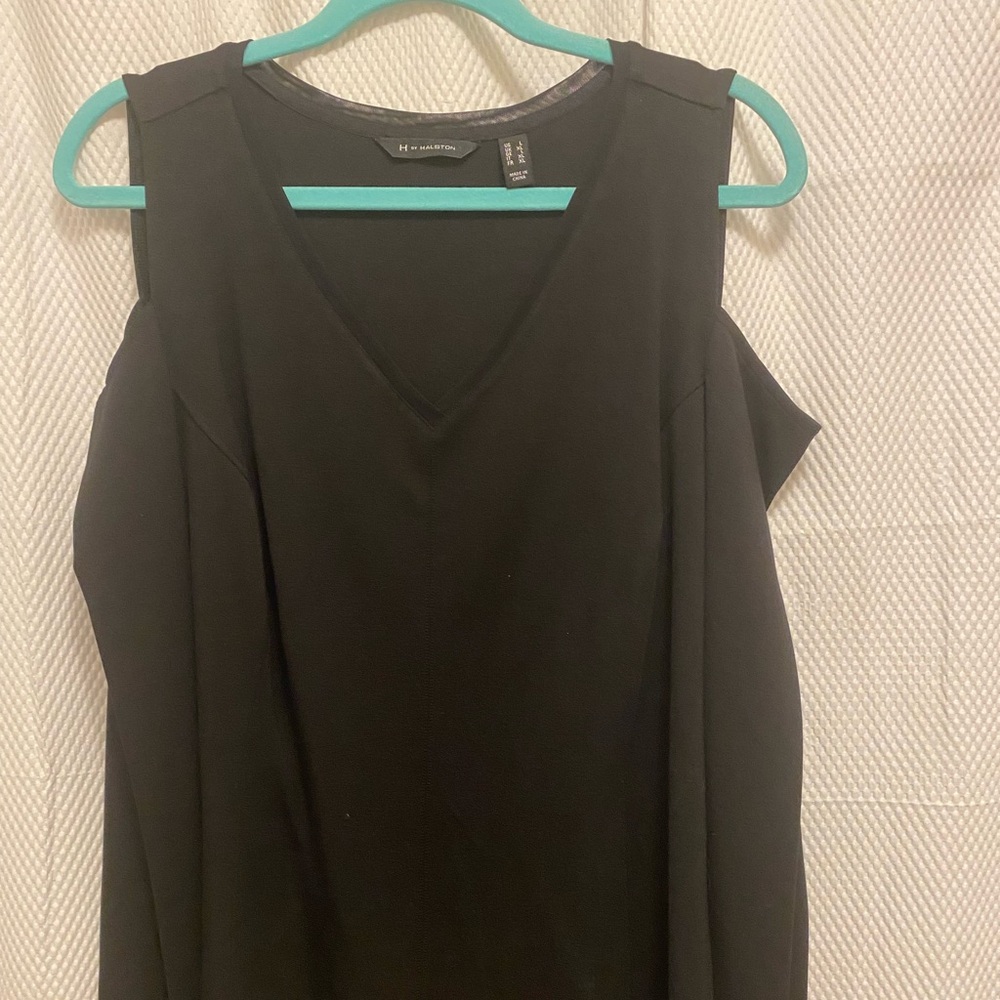 H by Halston Black V-Neck Tank Top
